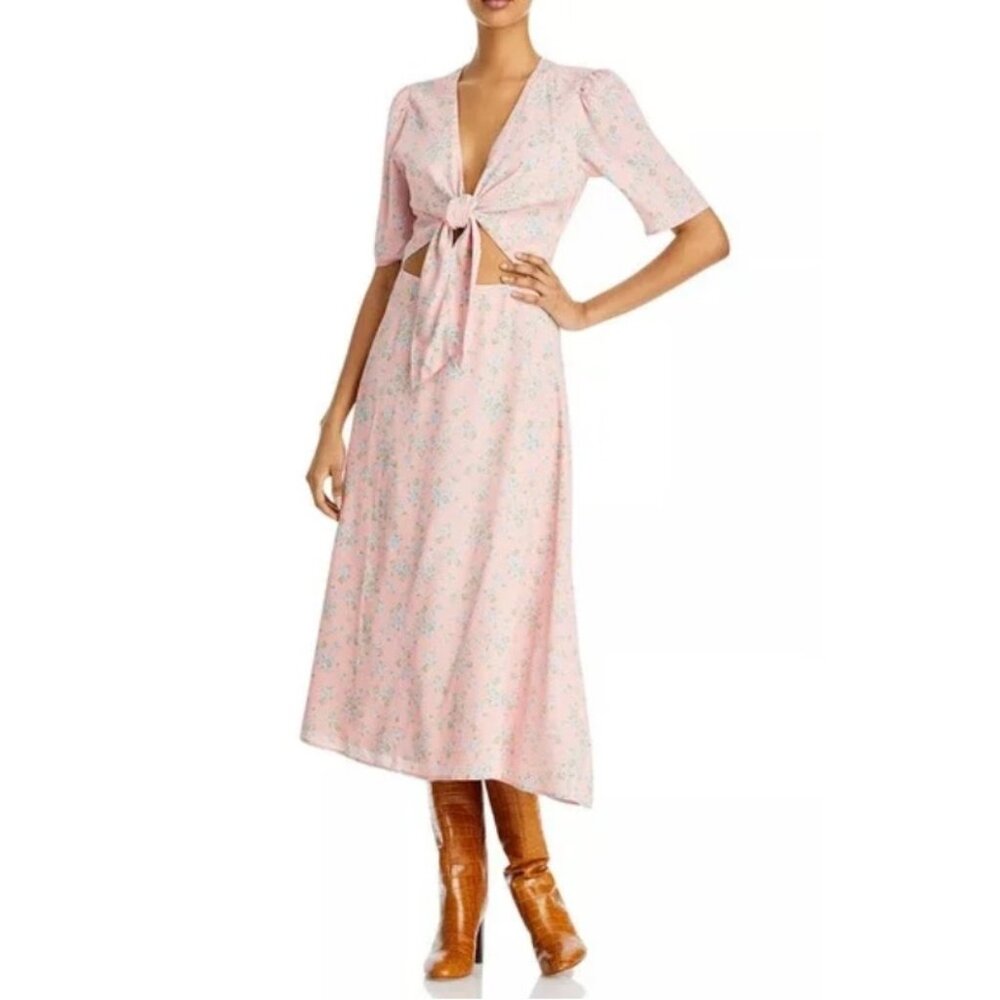 NWT Wayf Dresses Tie Front Floral Midi Dress SM